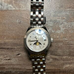 Beautiful Pearl Face on Armand Nicolet moon phase watch